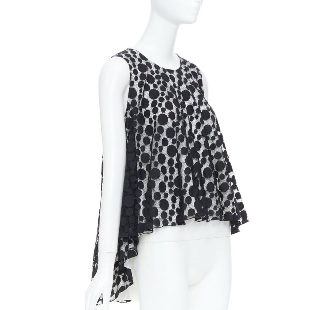 Giambattista Valli Black White Polkadot Lace Blouse